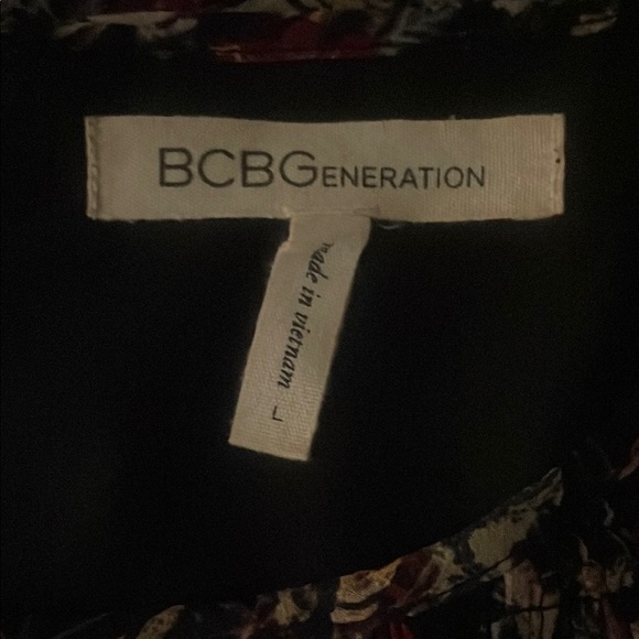 BCBGeneration Blue and Pink Cuffed Sleeve Graphic Babydoll Mini Dress Sz L - Picture 8 of 8